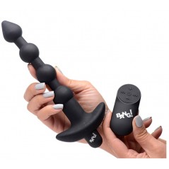 Plug Anal Vibrant Beads Vibes Noir - Chapelet de 4 Boules - Télécommandé - USB - Waterproof - 17 cm / Ø 2,6 Cm à 2,8 Cm - Bang!